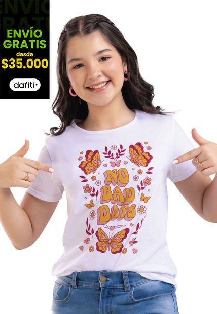 Camiseta Infantil Femenino Blanco Mp 4076