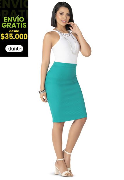 Falda Larga Mujer Verde Jade Mp 88877