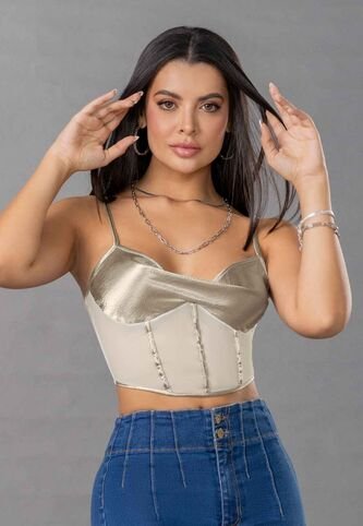 Crop Top Mujer Plateado Mp 100108 MP
