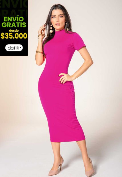 Vestido Largo Mujer Fucsia Mp 1834