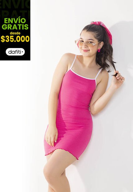 Vestido Infantil Fucsia Mp 1874