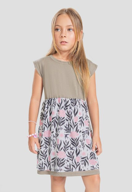 Vestido Infantil Femenino Taupe Mp 106230