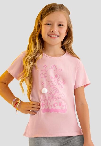 Camiseta Infantil Femenino Rosa Polvo Mp 112559