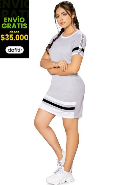 Vestido Corto Adulto Gris Jaspe Mp 56761