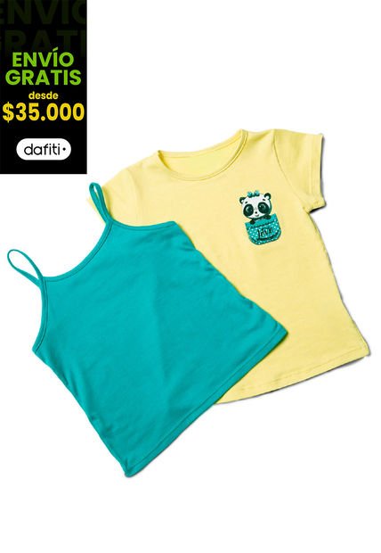 Camiseta Paq X2 Infantil Femenino Multicolor Mp 77946