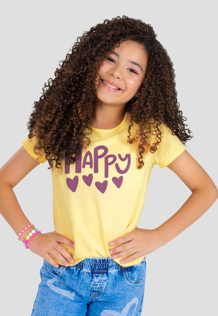 Camiseta Infantil Femenino Amarillo Pastel Mp 101133