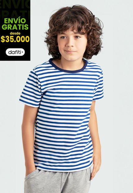 Camiseta Infantil Masculino Azul Mp 103888