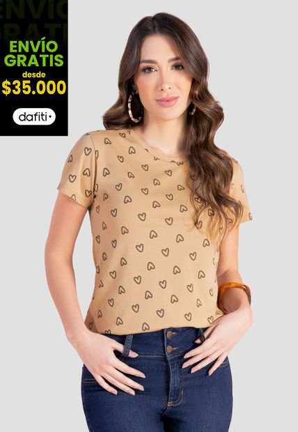 Camiseta Mujer Beige Mp 103982