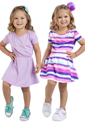 Vestido Paq X2 Infantil Femenino Lila Mp 16790