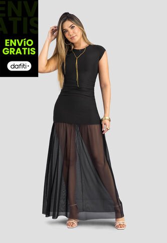 Vestido Largo Mujer Negro Mp 113937 MP