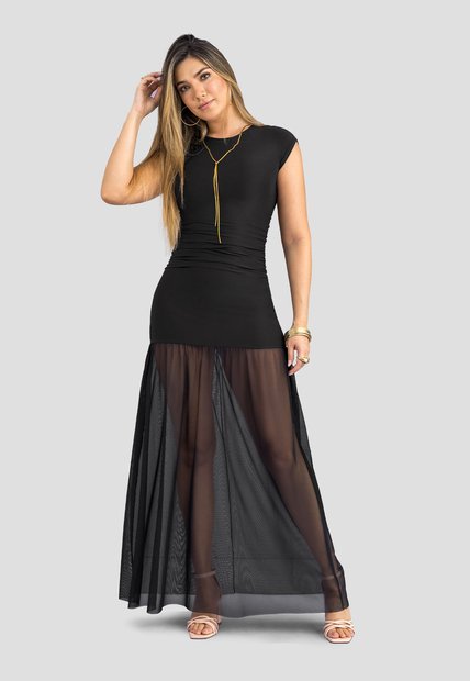 Vestido Largo Mujer Negro Mp 113937