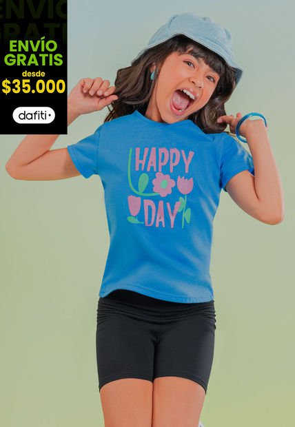 Camiseta Infantil Femenino Azul Mp 104909