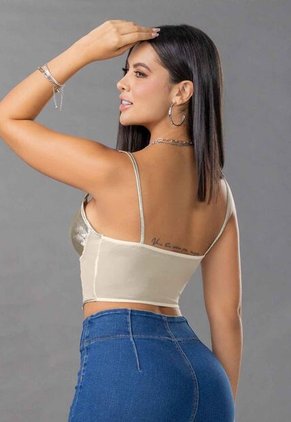 Crop Top Mujer Plateado Mp 100108