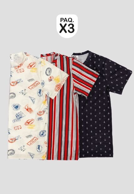 Camiseta Paq X3 Niños Infantil Multicolor Mp 111867