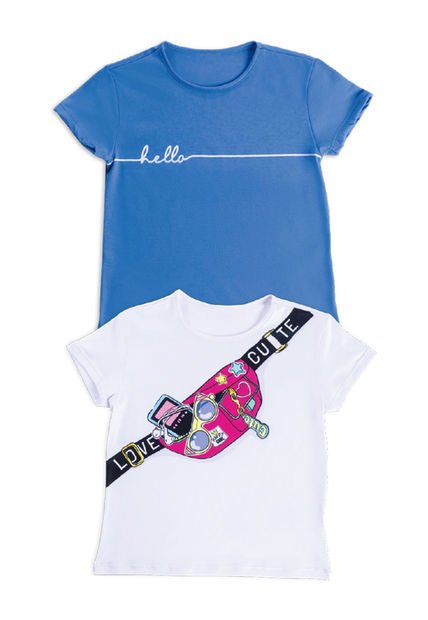 Camiseta Paq X2 Infantil Femenino Multicolor Mp 6080
