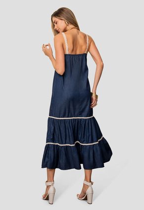Vestido Largo Mujer Azul Oscuro Mp 113741