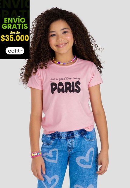 Camiseta Infantil Femenino Rosado Mp 101132