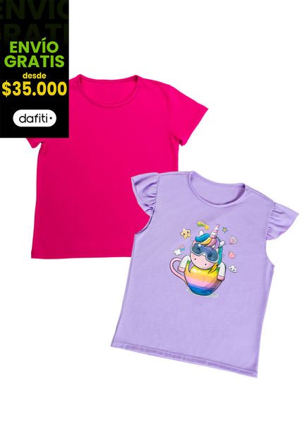 Camiseta Paq X2 Infantil Femenino Multicolor Mp 16791