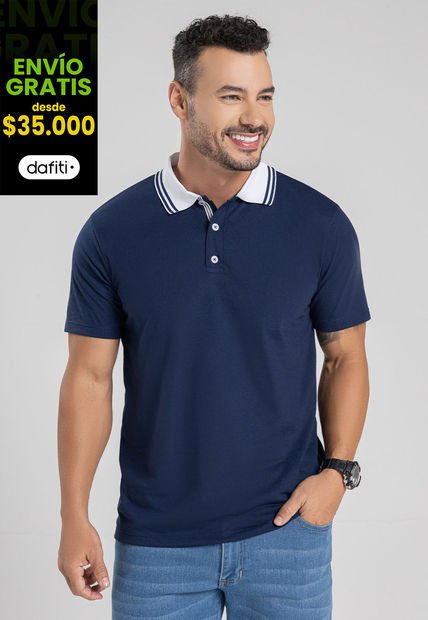 Polo Hombre Azul Navy Mp 7098