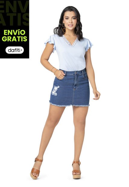 Falda Corta Mujer Azul Mp 7745