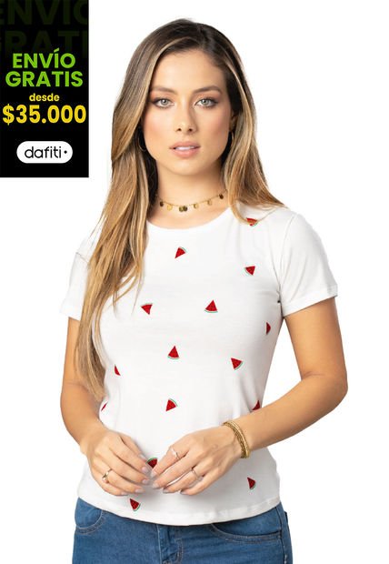 Camiseta Mujer Blanco Mp 3426