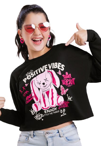 Buzo Infantil Femenino Negro Mp 6826