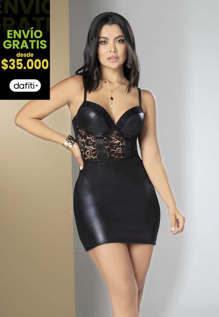 Vestido Corto Vestido Corto Mujer Negro Mp 02471