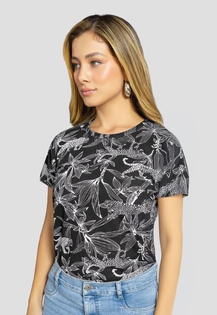 Camiseta Mujer Estampado Negro Mp 112227