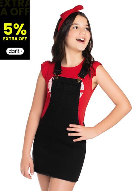 Jardinera Corta Infantil Negro Mp 78134