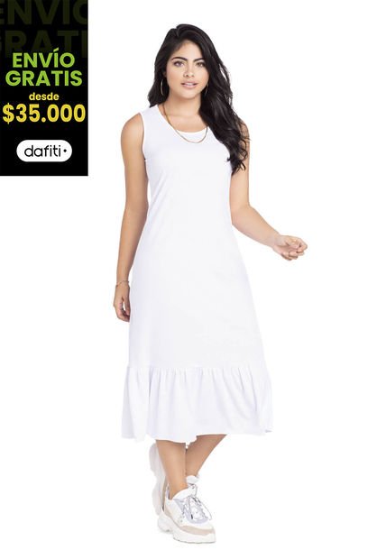 Vestido Largo Mujer Blanco Mp 3766