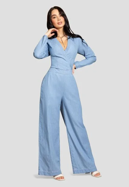 Enterizo Largo Mujer Azul Claro Mp 112684