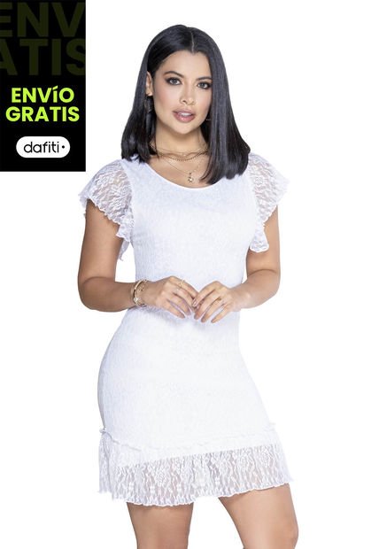 Vestido Corto Mujer Blanco Mp 3475