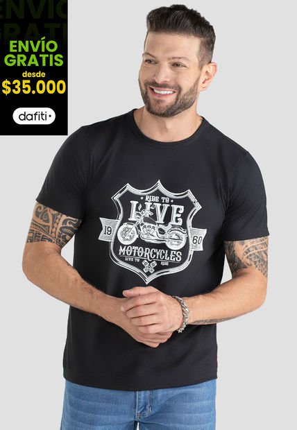 Camiseta Hombre Negro Mp 100491