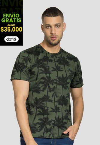 Camiseta Hombre Verde Militar Estampado Mp 112120 MP