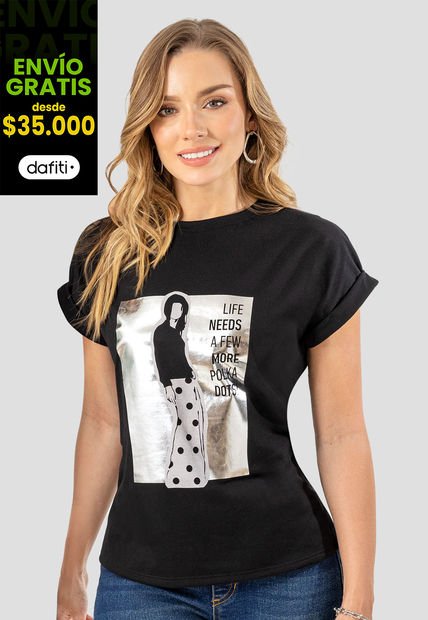 Camiseta Mujer Negro Mp 107537
