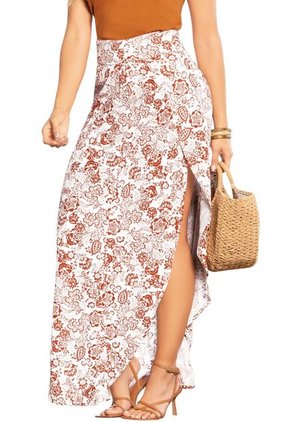 Falda Larga Adulto Estampado Flores Ladrillo Mp 83155