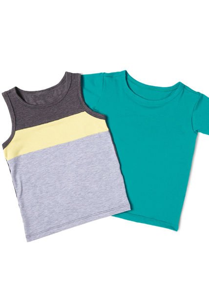 Camiseta Paq X2 Bebe Para Niño MP -Negro Cross - Verde Jade