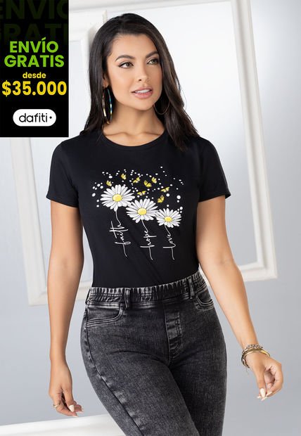 Camiseta Mujer Negro Mp 100777