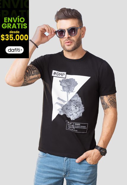 Camiseta Hombre Negro Mp 102569