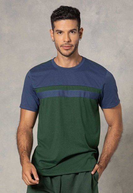 Camiseta Hombre Verde-Azul Mp 114015