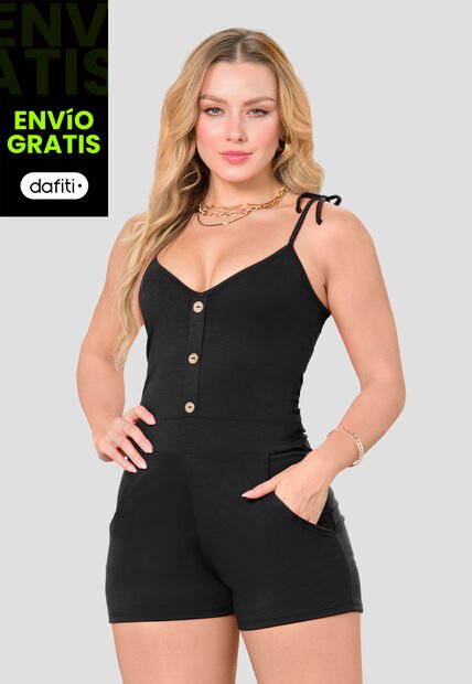 Enterizo Corto Mujer Negro Mp 146