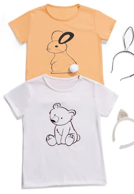 Camiseta Paq X2 Infantil Femenino Multicolor Mp 288