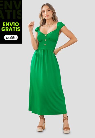 Vestido Largo Mujer Verde Mp 105166 MP
