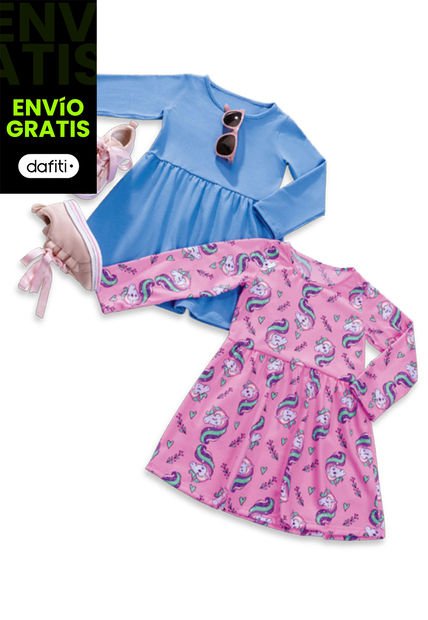 Vestido Paq X2 Infantil Femenino Multicolor Mp 7059