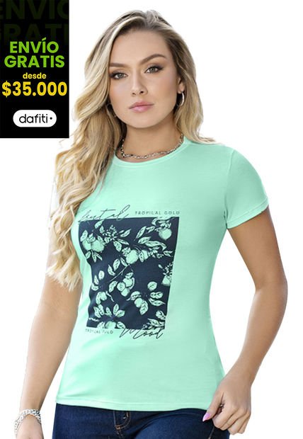 Camiseta Mujer Verde Mp 7738