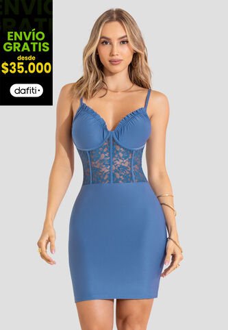 Vestido Corto Mujer Azul Indigo Mp 113479 MP