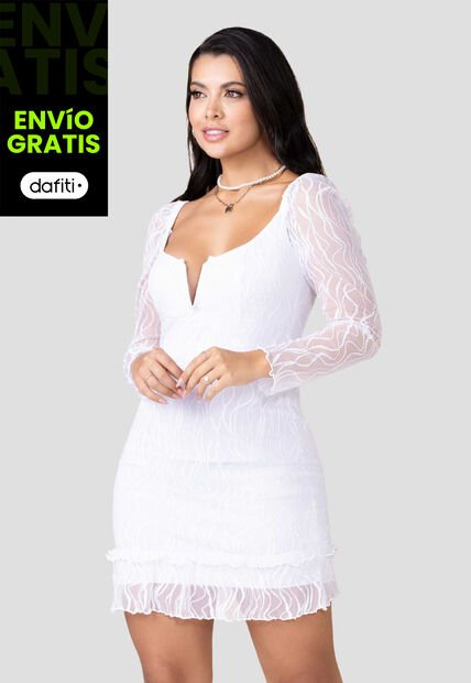 Vestido Corto Mujer Blanco Mp 3474