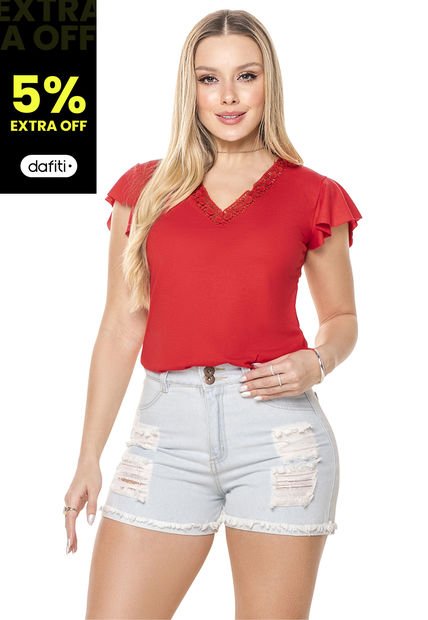 Camiseta Mujer Rojo Mp 91709