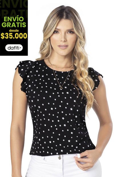 Camiseta Para Mujer Estampado/Negro Mp