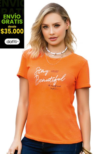 Camiseta Mujer Naranja Mp 33471